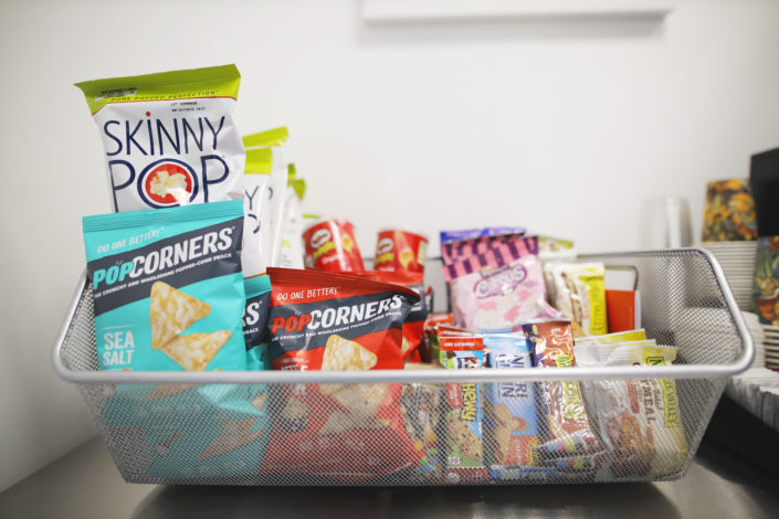 snack selection at bright age social media agency