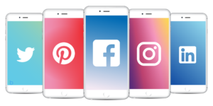 Goals Platforms and Strategy social media channels mocked up on iphones