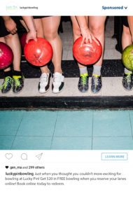 instagram ad for bowling alley digital media buying