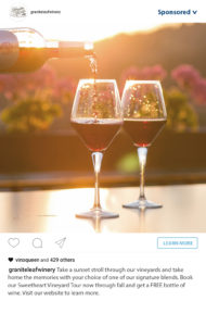 instagram ad for winery digital media buying
