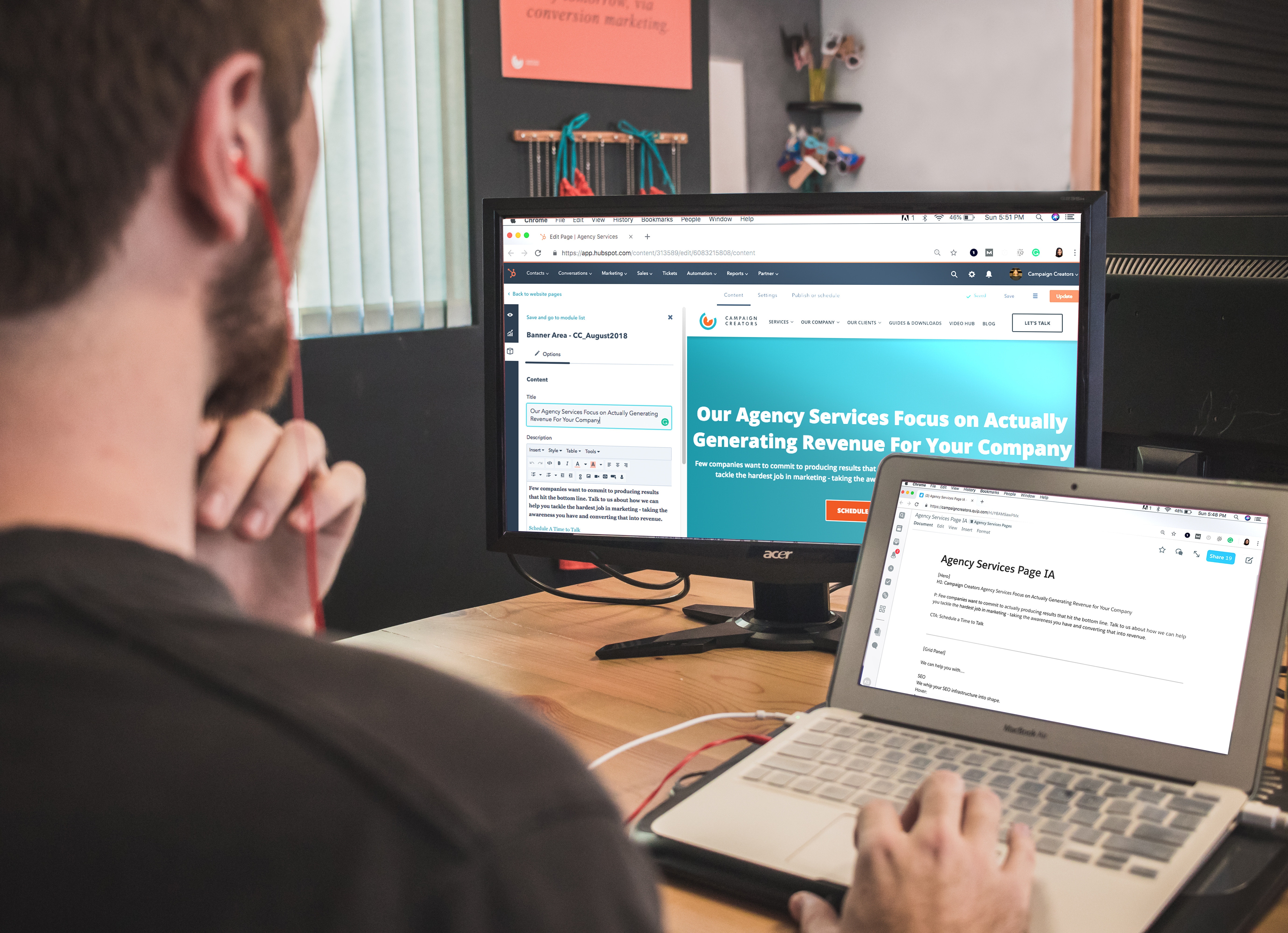 Working on laptop full-service social media agency 