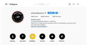 Pressed Juicery's aesthetic Instagram highlights to show how highlights can grow your brand