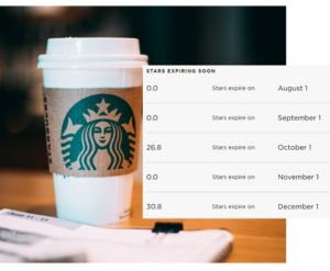 a screenshot of Starbucks Rewards to show loyal customers