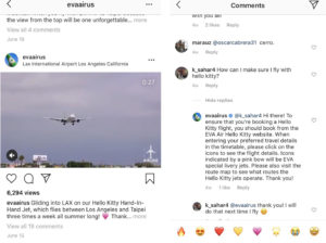 Eva Air screenshot from Instagram to show The Importance of Community Management in an Effective Social Media Strategy