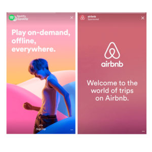 Ads featured through Instagram stories to show Taking Advantage of the Skip-Ad/Click-Through Generation
