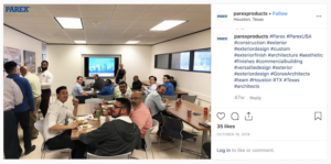 social media marketing agency screenshot of Parex Products Instagram Post featuring employees architects training