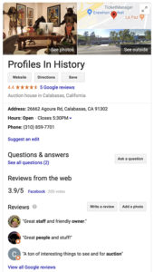 Reputation management screenshot of Profiles in History Google reviews showing ratings and reviews