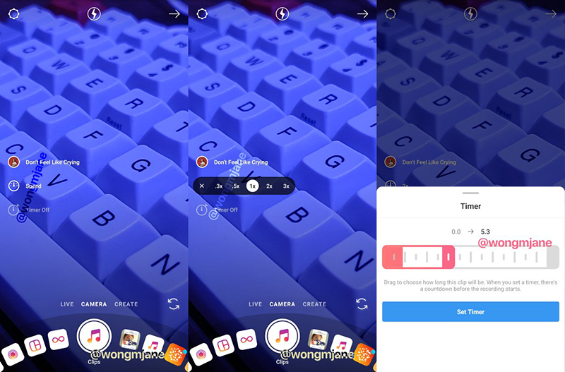 Instagram management screenshot of new Instagram Clips testing in Stories mirroring TikTok