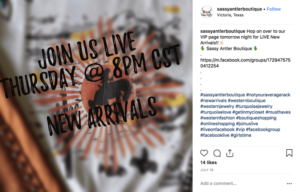 screenshot of brand promoting live stream on instagram showing social media strategy