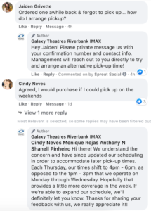 Screenshot of Galaxy Facebook page user interaction to model social media management and benefits of brand development agency