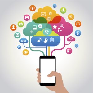 clip art of data coming out of an iphone