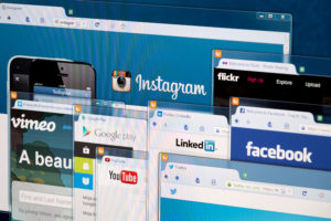 Applications open and showing the different platforms of social media