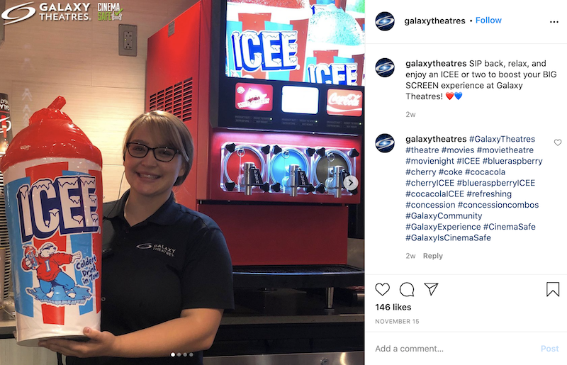 Image of Galaxy Theatres caption to show strong copywriting by a content marketing agency.