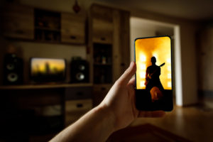 viewing a concert via an iPhone