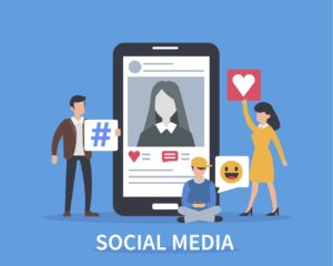 people commuunicating on social media