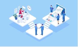 Workers in office at a content creation agency