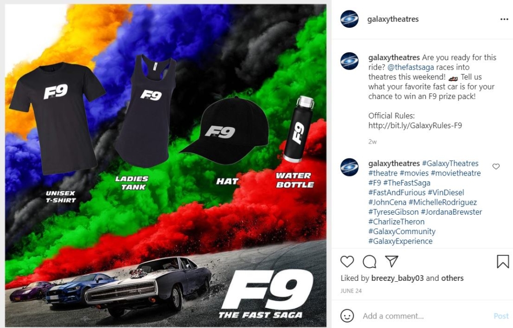 Instagram screenshot showing example of giveaway contest.