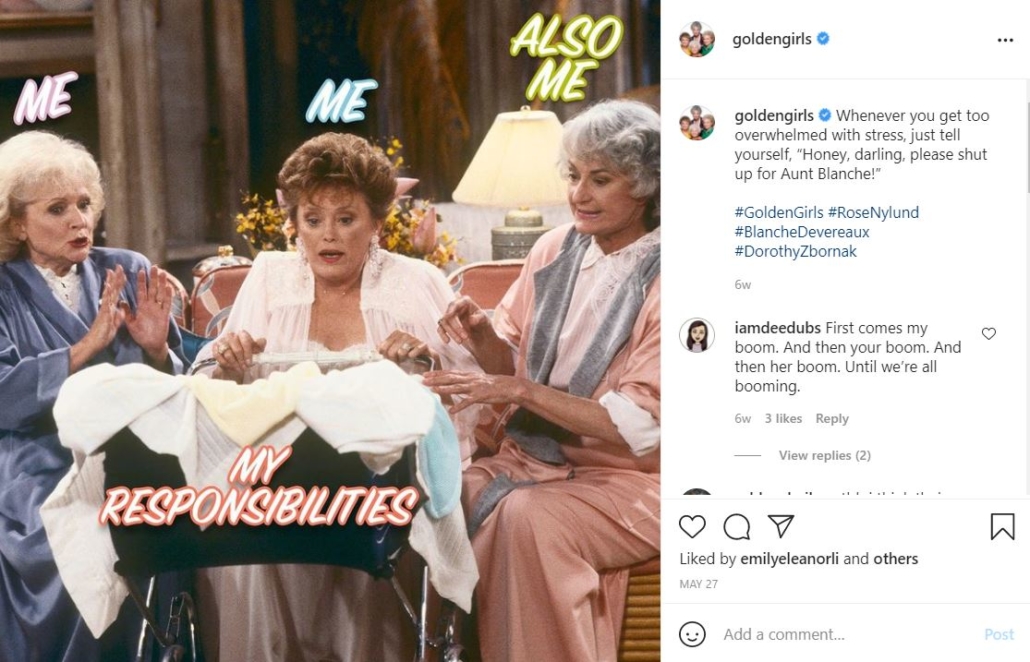 Marketing agency screenshot of Golden Girls to show example of a meme