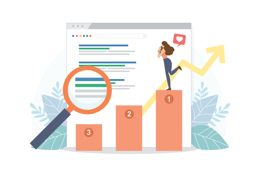 Graphic of SEO standings to show importance of social media marketing agency strategies 