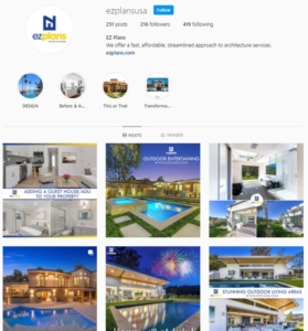 Instagram marketing agency screenshot of EZPlans to show B2C