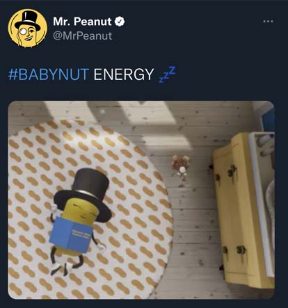 Twitter screenshot of Planters baby nut