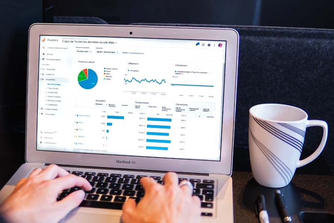 analyzing data on laptop