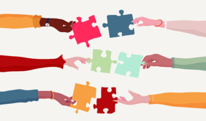 Puzzle pieces for visual representation of teamwork